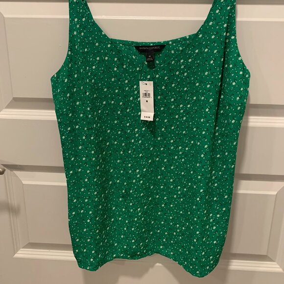 Vintage Banana Republic Green Floral Spaghetti Strap Tank Top - Picture 2 of 5